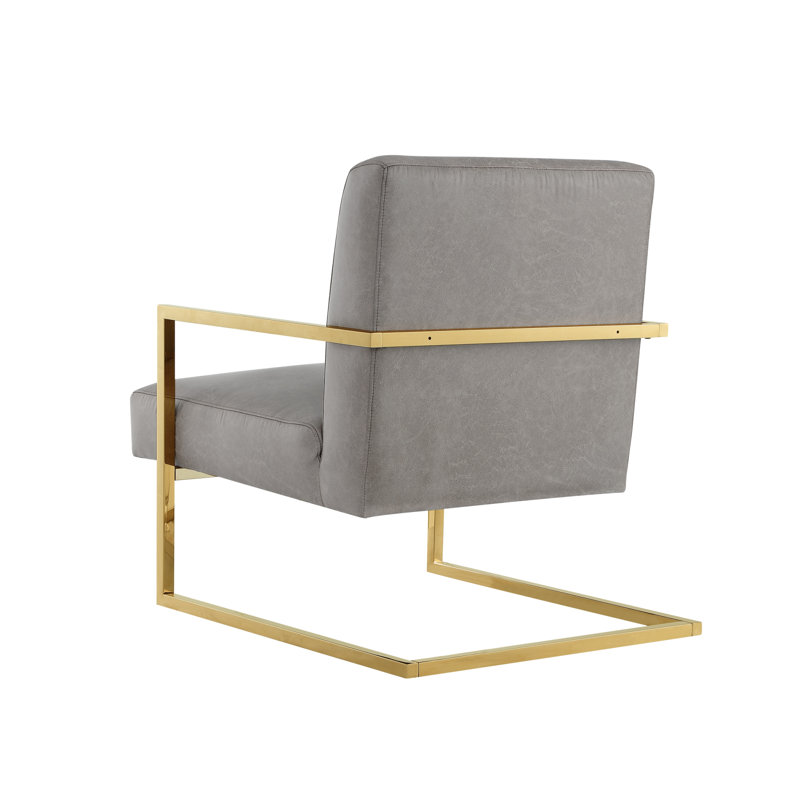 Fauteuil Keenan de 68,58 cm de large, Gris clair / similicuir doré, Or