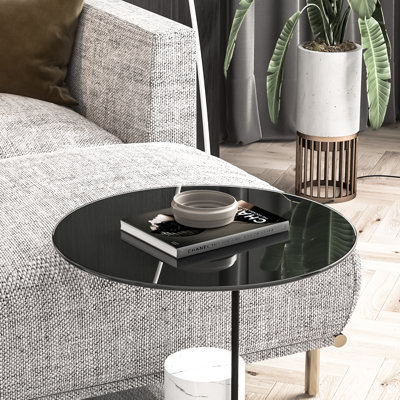 Plateau de table rond en verre trempé de 20 po en verre noir 1/4 po d'épaisseur à bord rond et poli