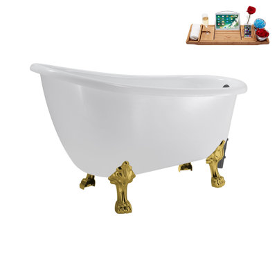 53.1'' x 25.6'' Freestanding Soaking Acrylic Bathtub