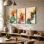 3 panneaux d'art mural en toile dégradé de soie fluide abstrait-108613559