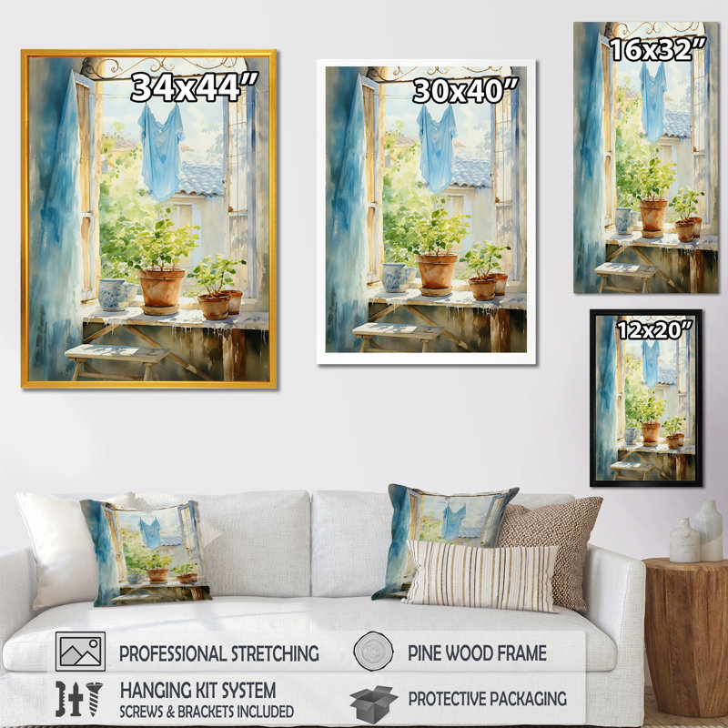 Art mural Wash Wash Blues In Provence 4, H 32 po x l 24 po x P 1 po