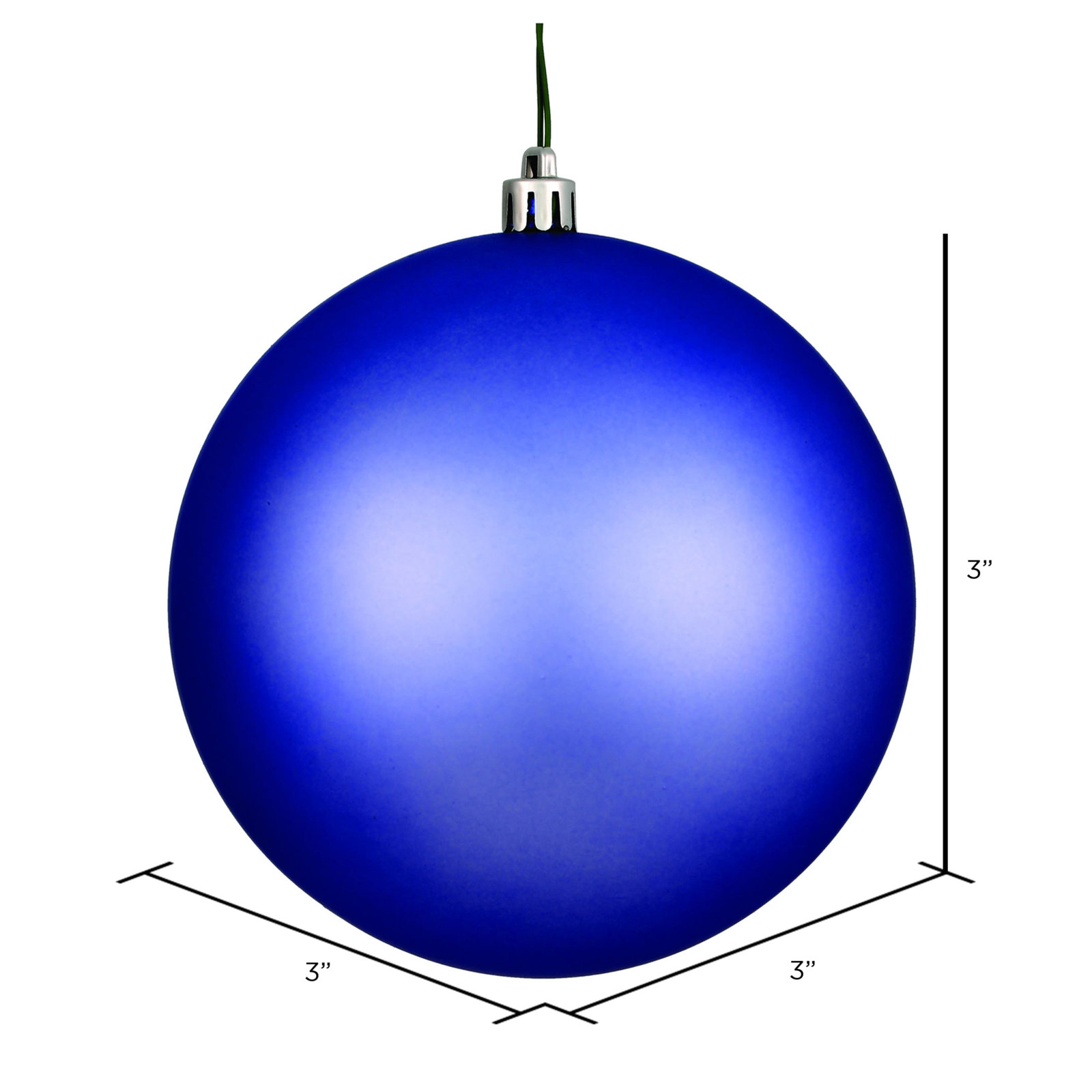 Holiday Décor Ball Ornament, Periwinkle Matte, 3" H x 3" W x 3" D
