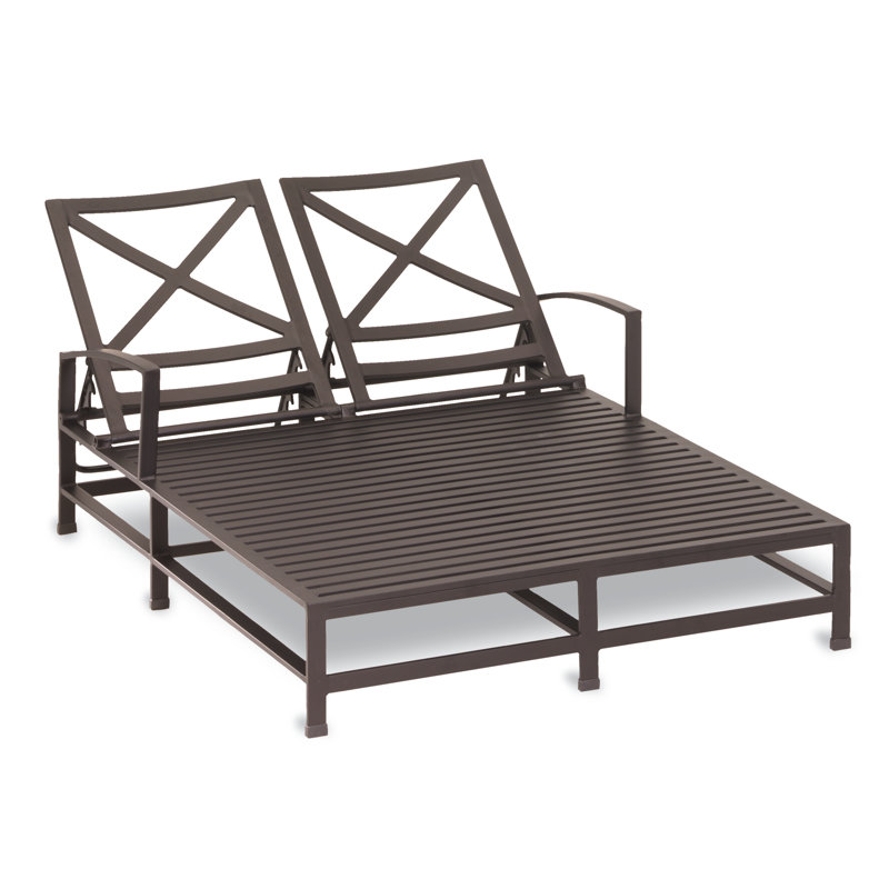 La Jolla Double Chaise Lounge with Cushion, Canvas Flax Sunbrella®