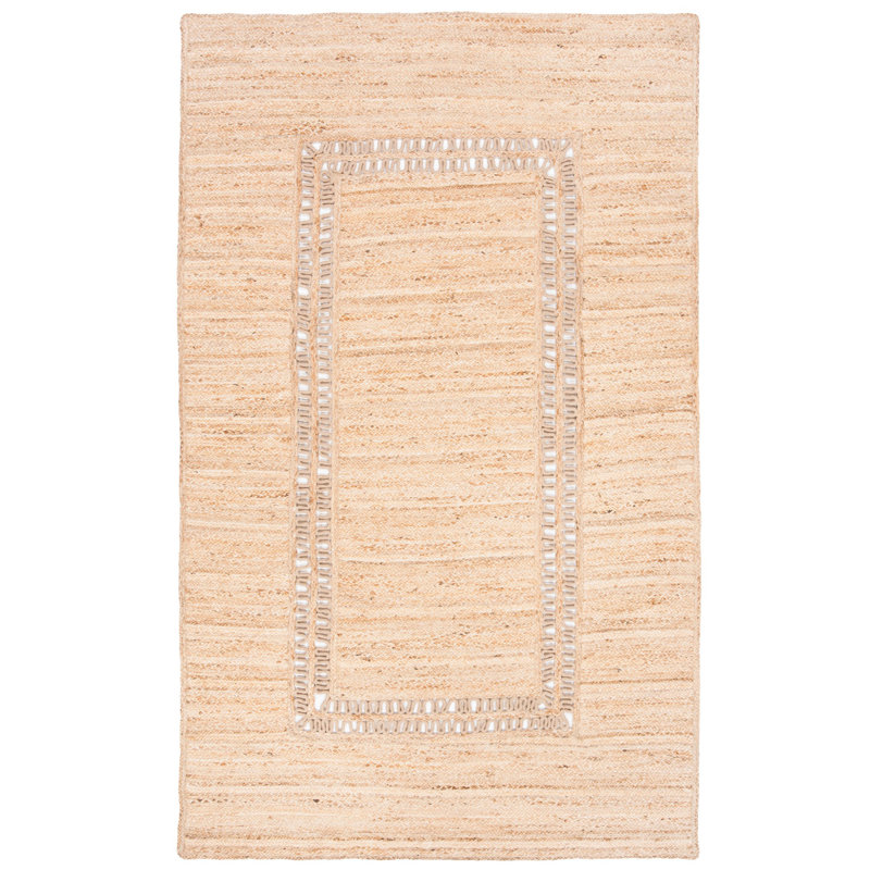 Tapis de couleur unie en jute tissé à la main Vance, Rectangulaire 3 pi x 5 pi
