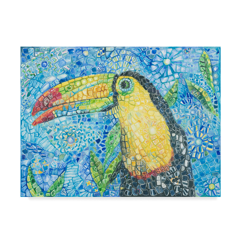 « toucan charlie », reproduction de peinture à l’acrylique sur toile tendue, H 24 po x l 32 po x P 2 po