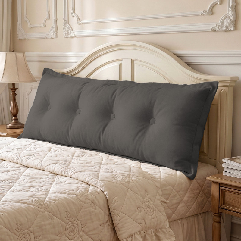 Rectangular Lumbar Cushion, Grey, 50cm x 140cm