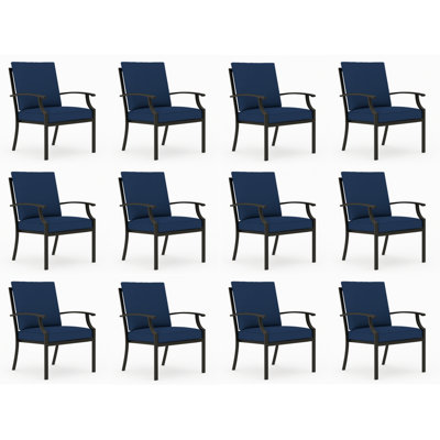 Metal Outdoor Stacking Dining Armchair with Cushions