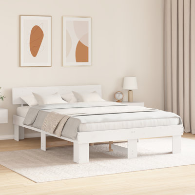 Bed Frame with Headboard Solid Pine Wood