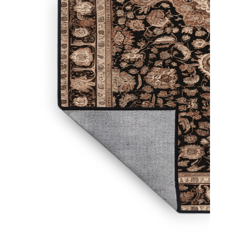 Tapis brun lavable à la machine, Rond 3 pi