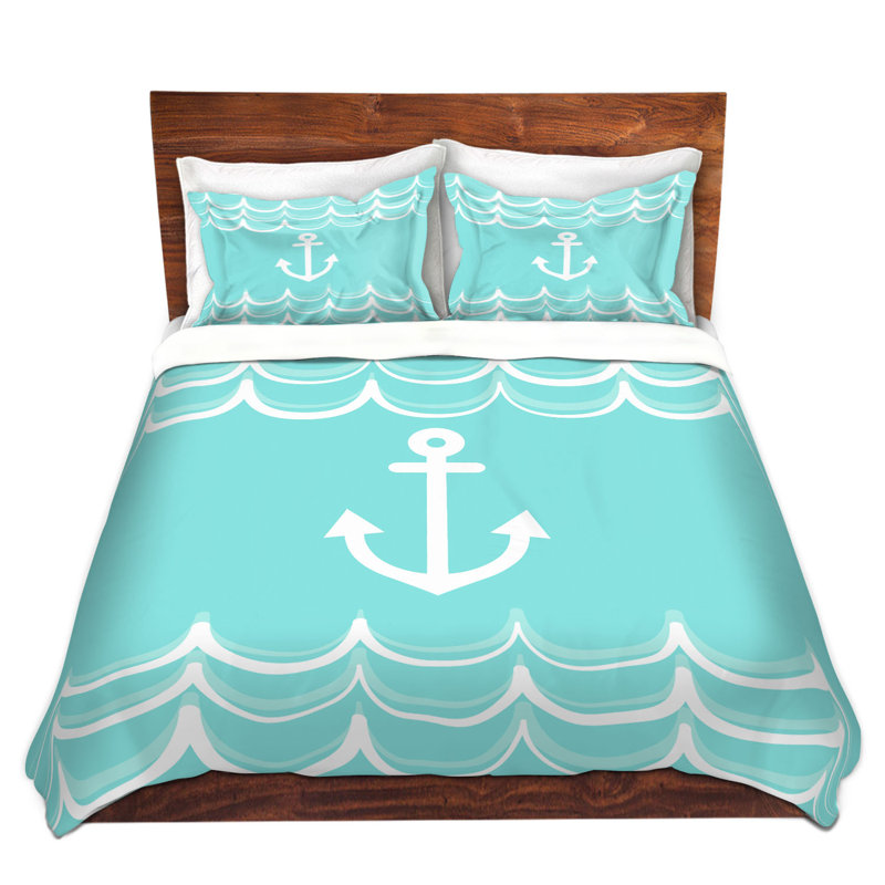  Housses de couette en microfibre Aqua, Housse de couette pour grand lit et 2 taies décor