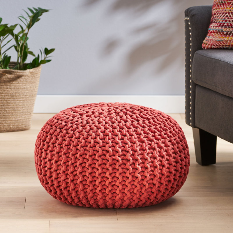 Repose-pieds rond de 20 po Durston, Coton 100 % rouge
