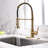 Kitchen Faucet With Pull Down Sprayer, Single Handle Single Lever Kitchen Sink Faucet With Deck Plate