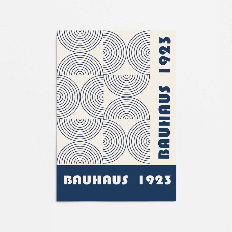 Bauhaus 1923 - imprimé bleu marine, Sans cadre, papier, H 10 po x l 8 po