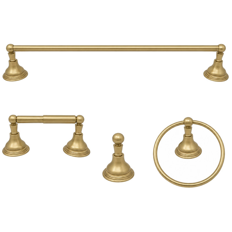 Ensemble de quincaillerie d'accessoires de salle de bain 4 pièces St. Lawrence P4BSTL18, Raw Brass