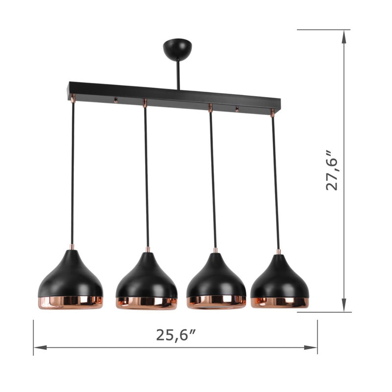 Adjustable Height 4 Lights Metal Cluster Pendant