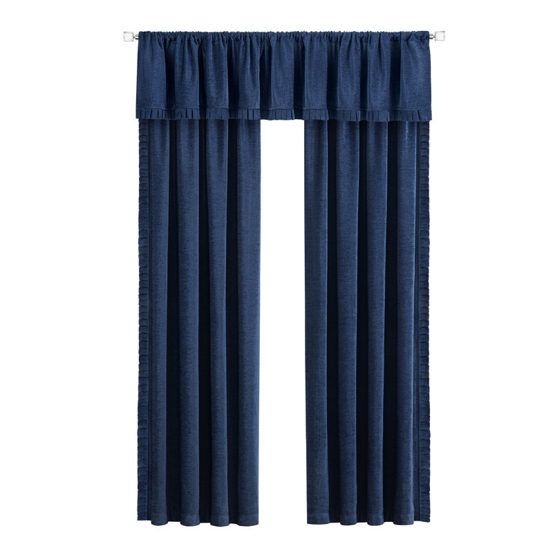 Paire de rideaux semi-transparents avec passe-tringle Jceion, l 52 po x L 84 po, Marine