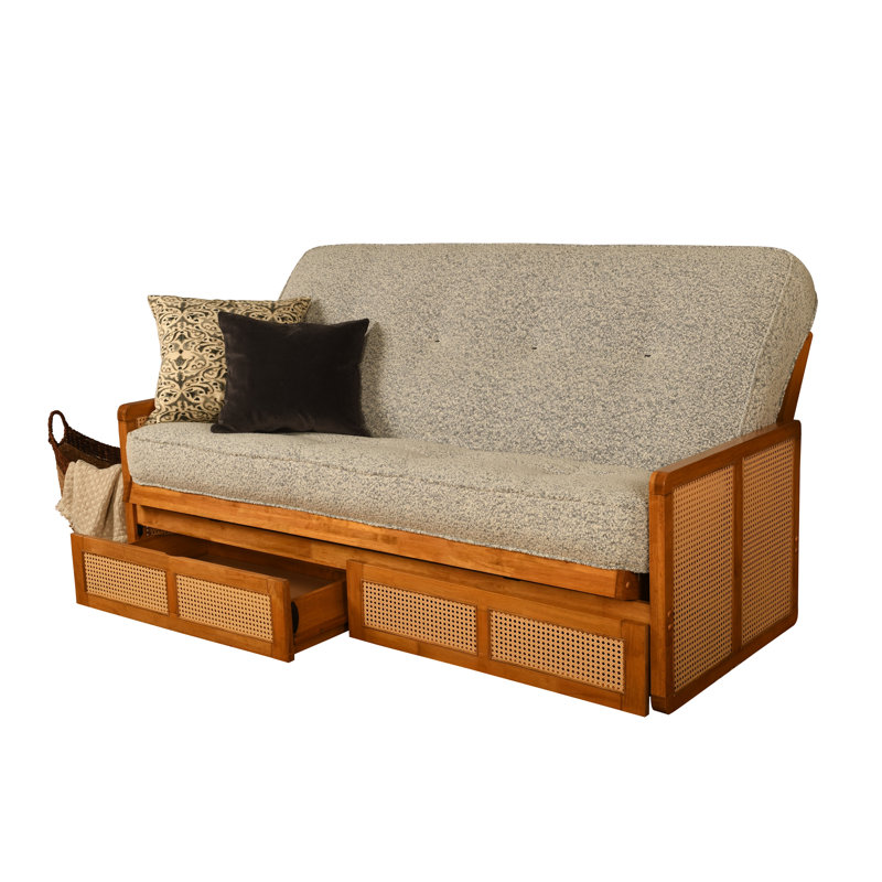 Futon double avec rangement Bridyn avec matelas, Gris Bridyn