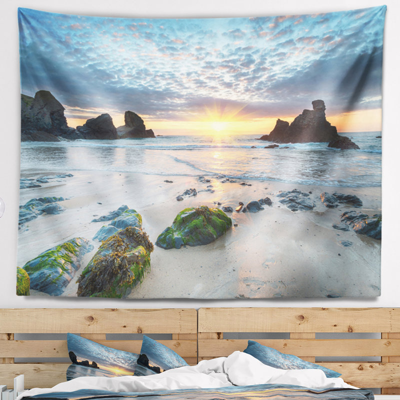 Tapisserie porthcothan bay en shore de mer magnifique avec accessoires suspendus inclus, H 78 po x l 92 po