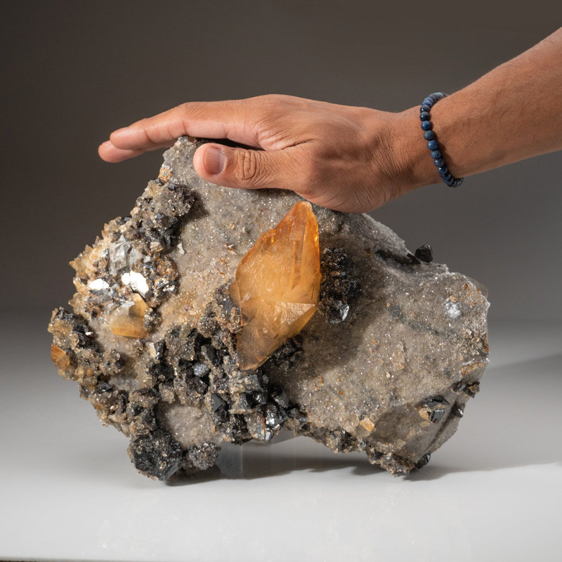 Golden Calcite On Sphalerite Matrix