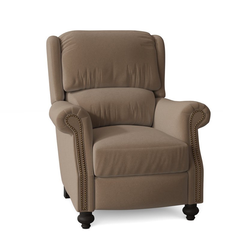 Bancroft Recliner, Aline Fumo Genuine Leather, Cobblestone, French Natural