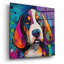  «Woof Basset Hound» par Rich Monet, art mural en verre acrylique, 12 po x 12 po