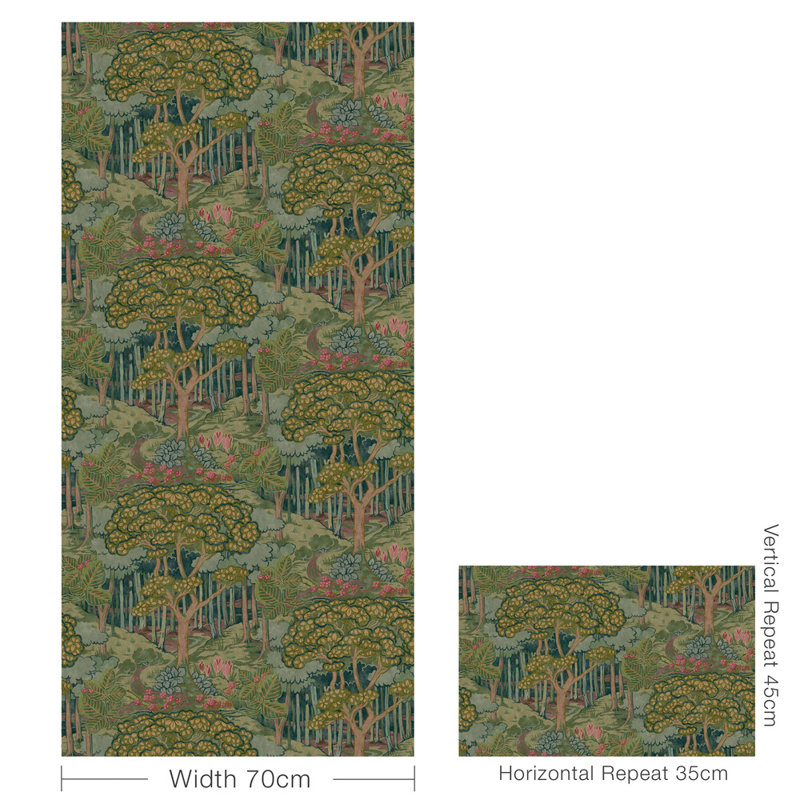32.82' L x 27.58" W Wallpaper Roll, Emerald