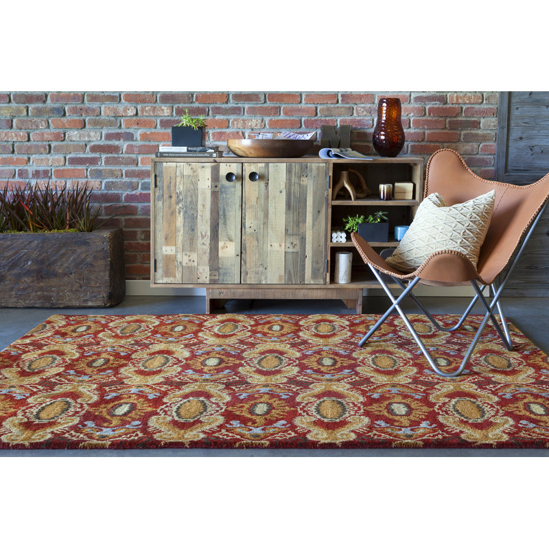 Rupec Brown/Red Abstract Area Rug, 5' x 7'6"