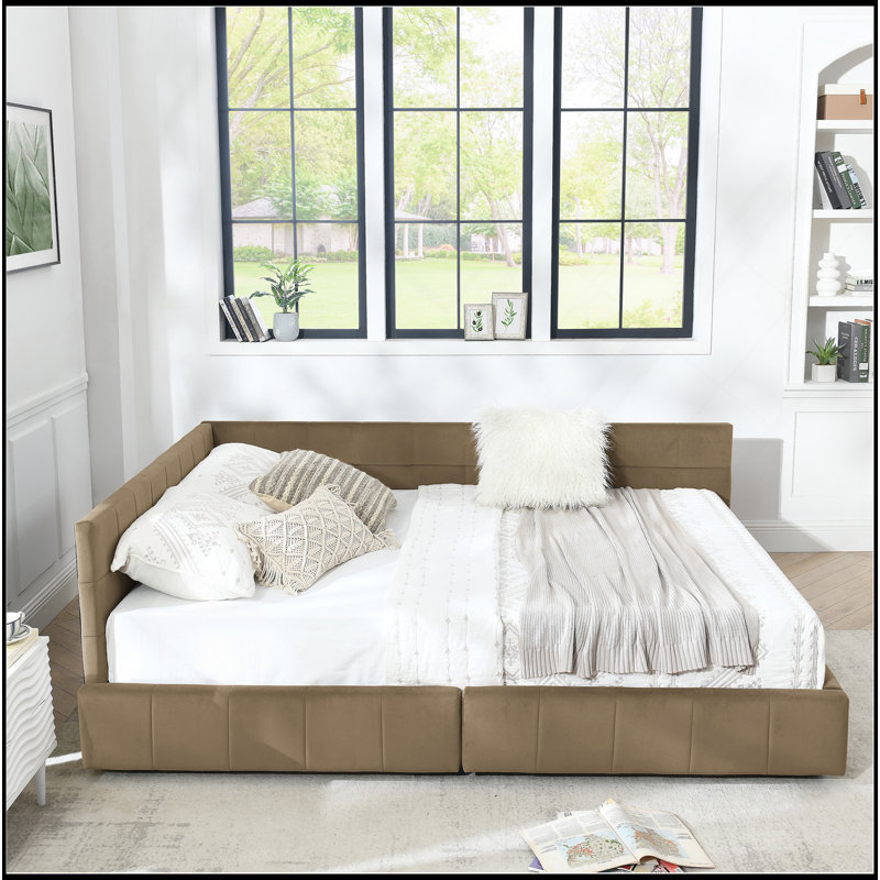 Grand lit capitonné avec rangement capitonné, cadre de canapé-lit avec dossier et accoudoirs confortables, grand lit pour chambre à coucher, salon, velours