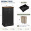 Meuble de poubelle basculant de style champêtre avec tiroir de rangement, en bois, d'une capacité de 38 litres (10 gallons), idéal pour la cuisine et la buanderie - Noir/Une porte-106451146-136026422