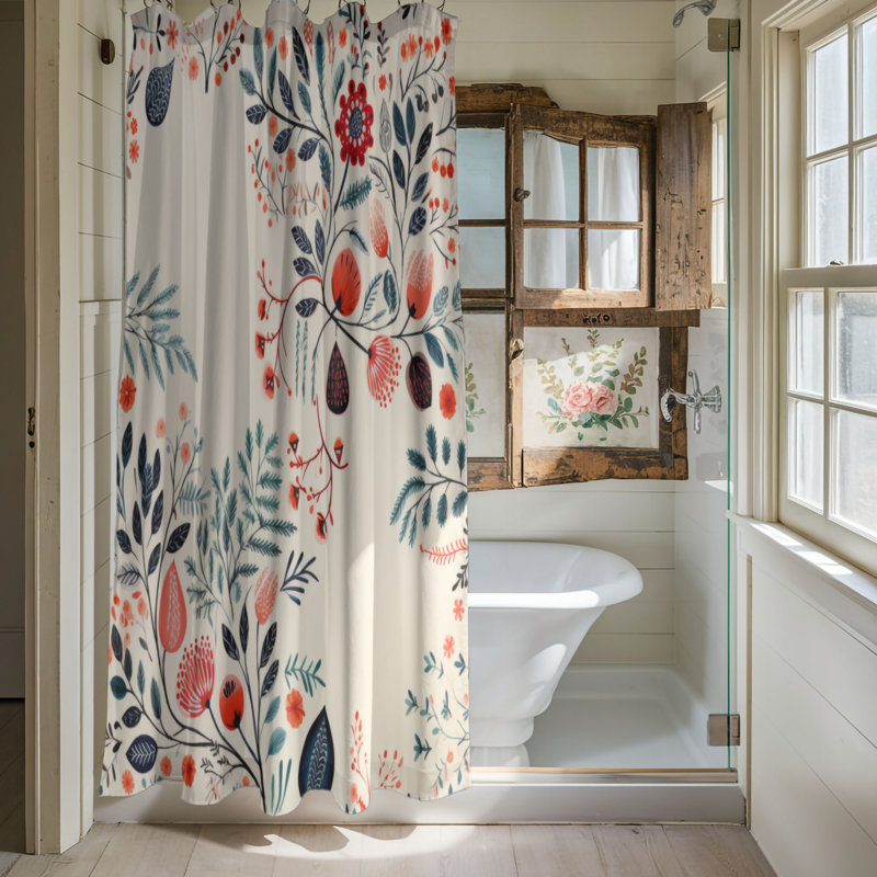 Tender Petal Patterns - Premium Shower Curtain, 74"H x 71"W