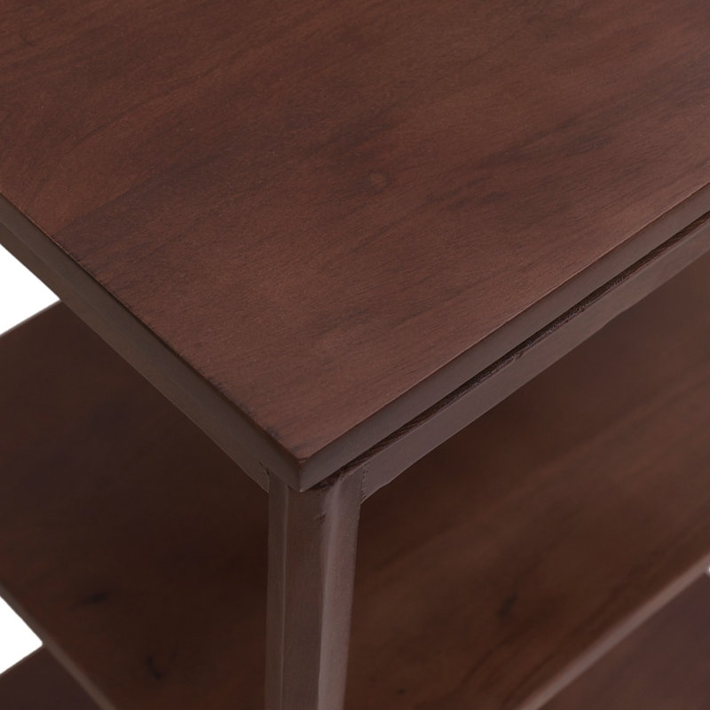 Table de bout en bois massif avec tablettes de rangement Alexander