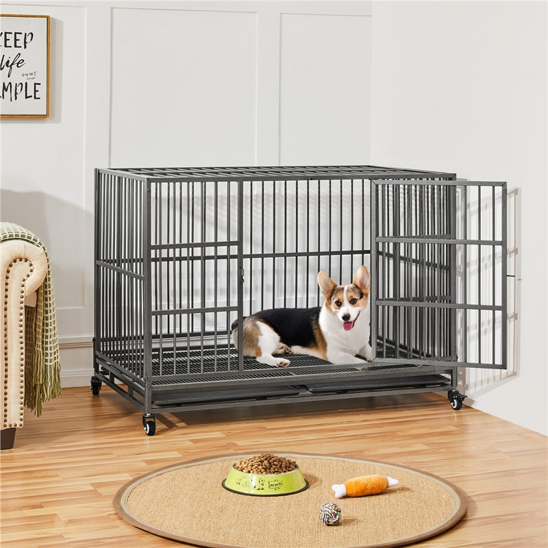 Cage pour chien indestructible pour chiens de taille moyenne à grande, Grand (H 35 po x l 28,5 po x P 48 po)