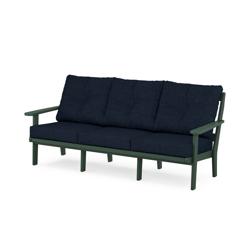 Lakeside Mission Deep Seating Sofa, Black, Dune Burlap