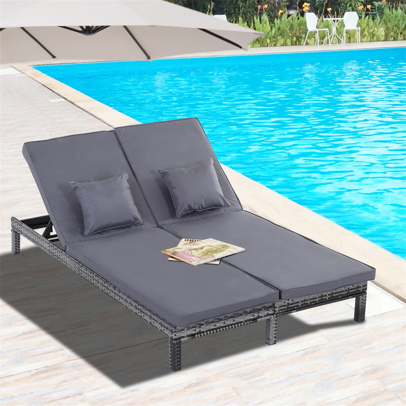 Aymelia 196cm Long Reclining Double Chaise with Cushions