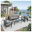 4-Piece Modern Aluminum Patio Conversation Set,  4-Seat Outdoor Sofa With  Thick Dark Gray Cushions & Gray Frame And Coffee Table