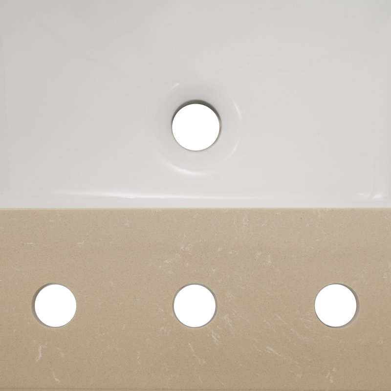 61 in. Beige Cosmic Sand Double Sink Vanity Top with White Ceramic Undermount Sinks