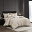 Queen, Beige, 7 Pcs Comforter , Diagonal Pattern, All - Season Fill, , Luxury Bedding, Bed Skirt 15 Inch Drop, Decorative Pillows Design, Ensemble,