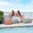 Big Joe Solvana Outdoor Patio Furniture Set, Performance Linen Weather-Resistant Fabric, 3 Piece Sectional, Port Gray-126078286-128785054
