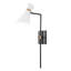 26.38 In. 1-Light Black Office Indoor Wall Sconce Light With White Shade