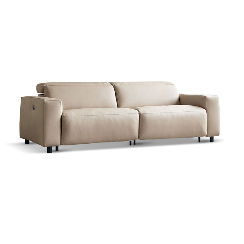Causeuse-coussin modulaire en cuir véritable blanc crème