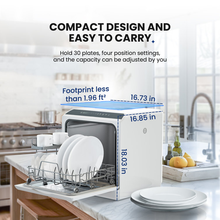 1200W 110V White Countertop Dishwasher, Compact Mini Hungary