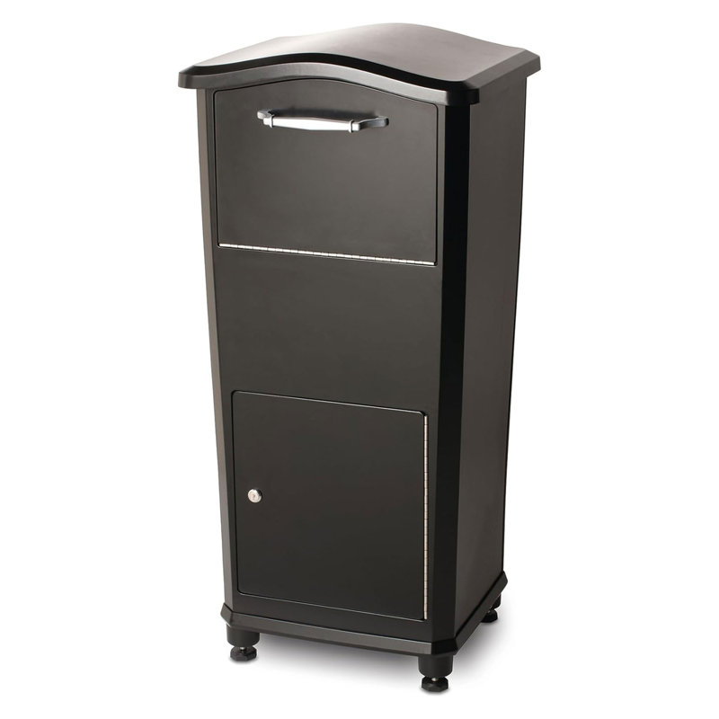 Black Locking Aluminum Parcel Drop Box with Rotating Drum