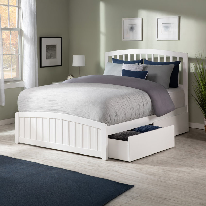 Amina Platform Bed with Matching Footboard and Set of 2 Storage Drawers