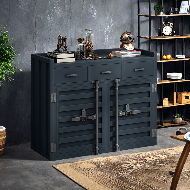 Kaiz Sideboard, Black, 35.43" H x 78.74" W x 15.74" D