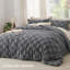 Ensemble d'édredon très grand lit gris foncé, ensemble de lit capitonné Boho, literie à carreaux de style Shabby Chic, 3 pièces, 1 édredon géométrique à carreaux et 2 taies décoratives-1960535229-1960535227