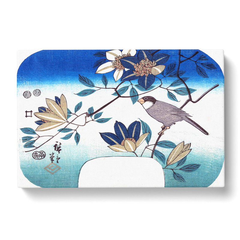 Bird & Clematis Flowers by Utagawa Hiroshige - Wrapped Canvas Painting, 40cm H x 60cm W x 3cm D