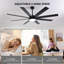 Ventilateur de plafond 72 po avec lumière, télécommande à 6 vitesses, moteur à courant continu réversible, 8 pales modernes avec tiges verticales de 6 po / 12 po / 19,5 po pour la maison ou le commerce noir / noyer