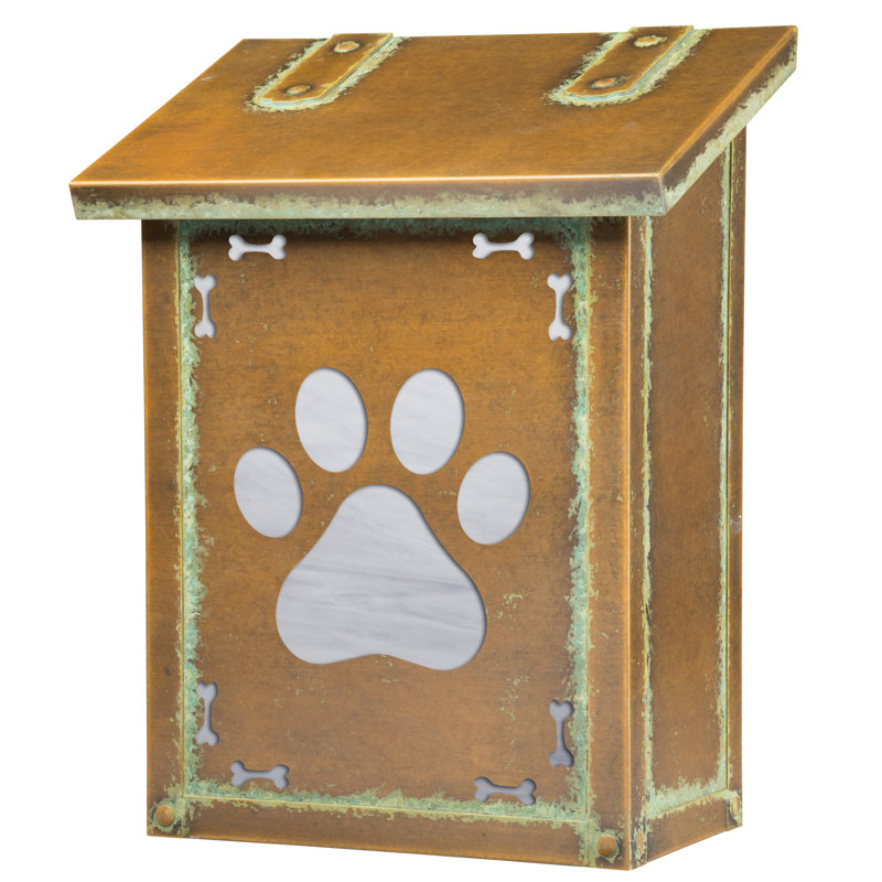 Boîte aux lettres murale Dog Paw, Blanc vaporeux, Vert nouveau