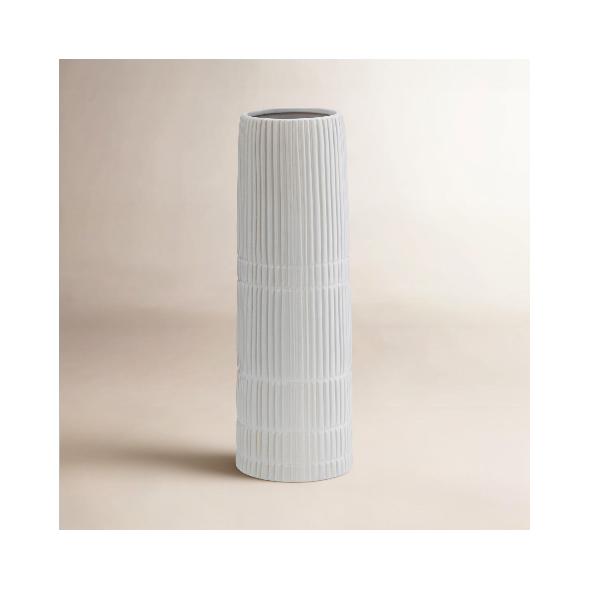 Sagebrook Home Rachael Modern Neutral Ceramic Vase, Home Decor Centerpiece, Timeless Design, 15" H x 5" W x 5" D, White