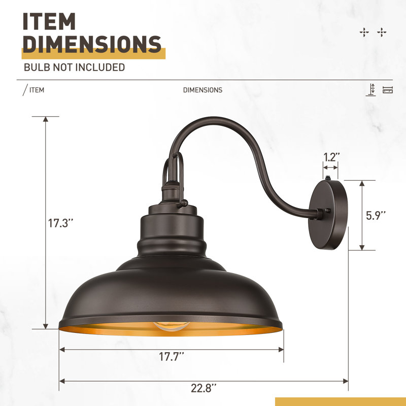 2 Pack 17.7 Inch Dusk To Dawn Outdoor Barn Light, Oil Rubbed Bronze Finish
